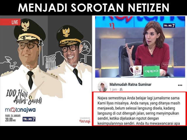 Suka Memotong Pembicaraan Narasumber, Netizen Berikan Komentar Pedas Host Mata Najwa