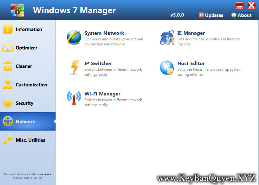 Windows 7 Manager 5.1.9 Full Key , Phần mềm hỗ trợ quản lý và tăng tốc Windows 7