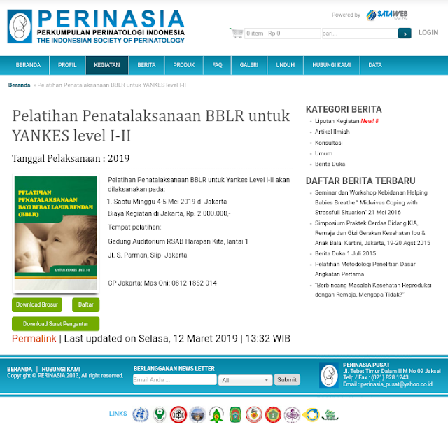 Pelatihan Penatalaksanaan BBLR untuk Yankes Level I-II -PERINASIA (4-5 Mei 2019) Jakarta