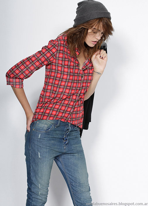 Camisas a cuadros moda invierno 2015 Gloria Jeans.