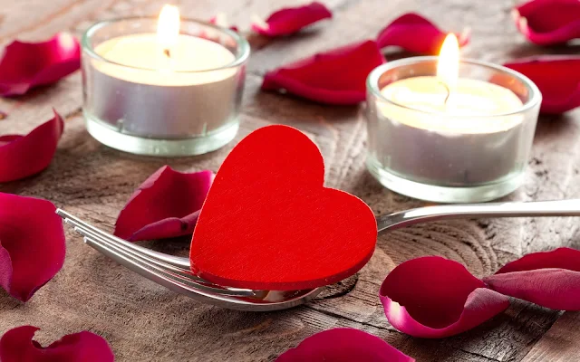 Kaarsen en liefdes hartje