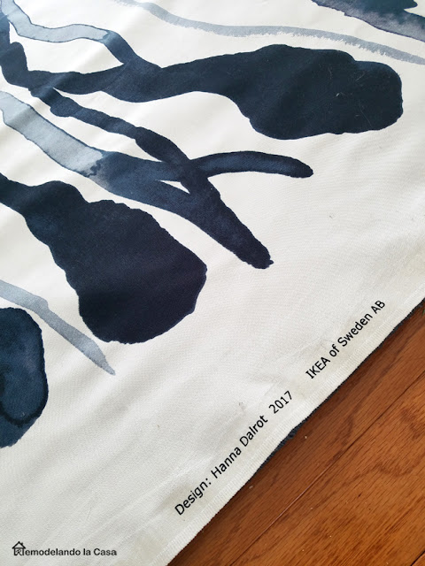 long blue strokes fabric by Hanna Dalrot