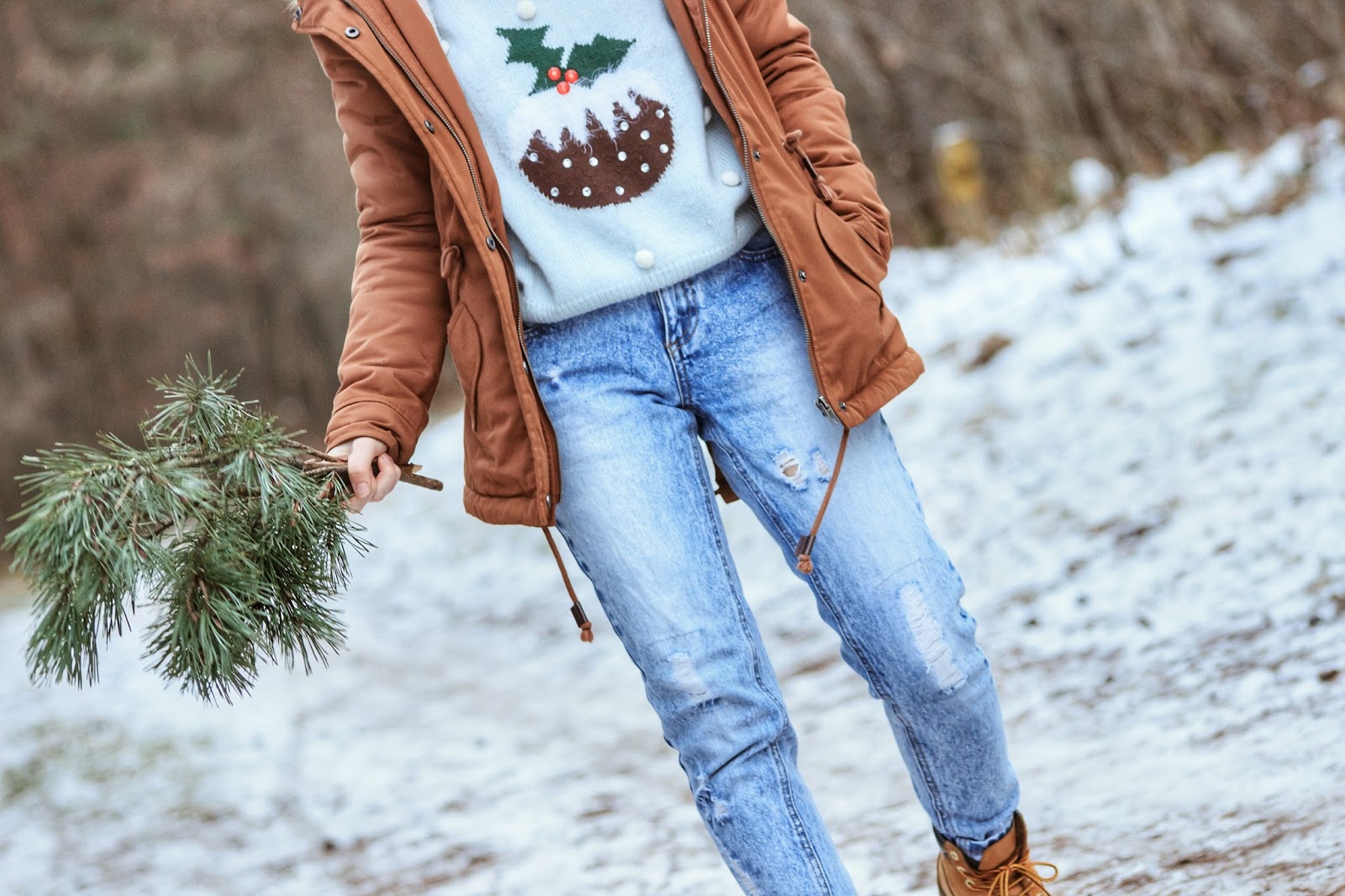 sweter ze świątecznym wzorem