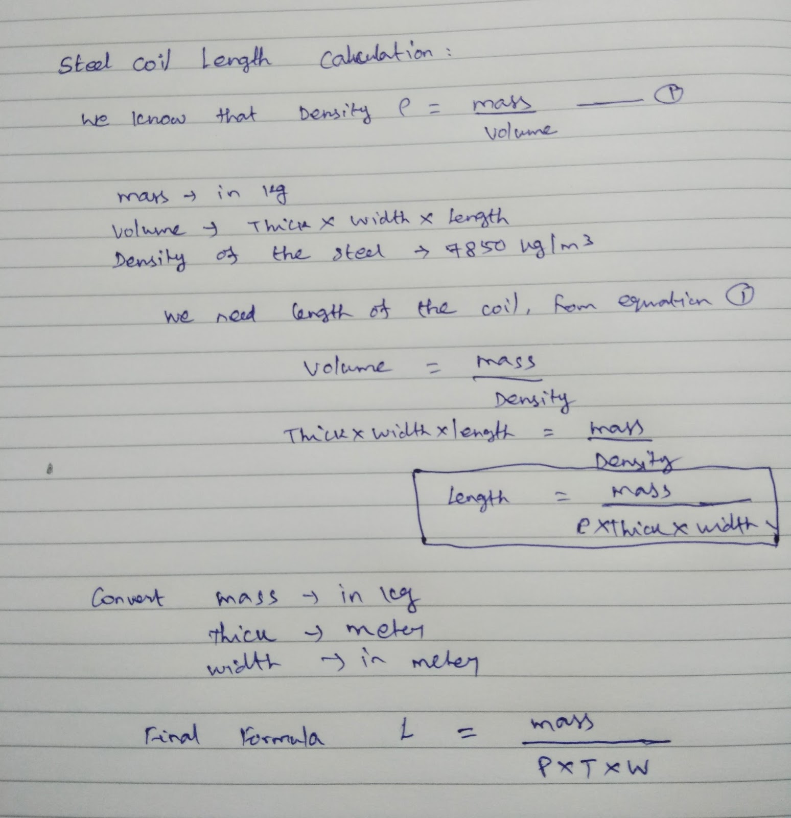 STEEL COIL LENGTH CALCUTATION