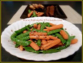 Pralined Snap Peas and Carrots, a bright flavorful side dish | Recipe developed by www.BakingInATornado.com | #recipe #vegetables
