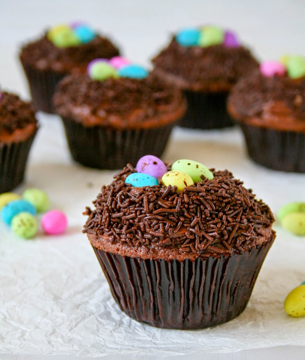 Chocolate Easter nest cupcakes. 