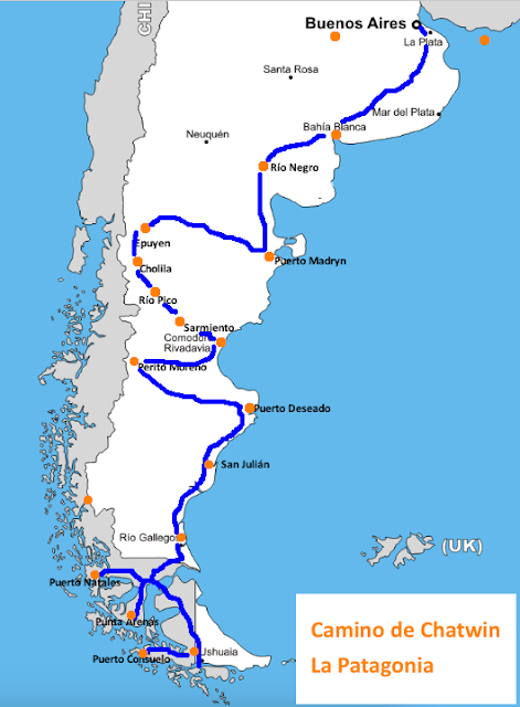libros para viajar. Mapa Patagonia. Bruce Chatwin