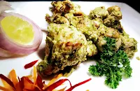 Green Chermoula chicken Tikka serving with garnish Food Recipe Dinner ideas