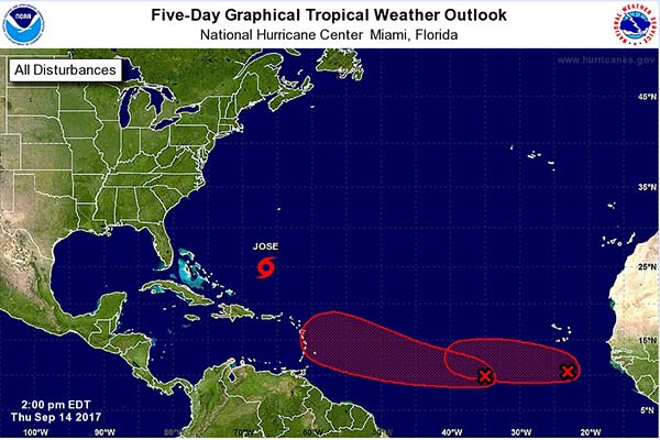 Dos perturbaciones  tropicales en Atlántico