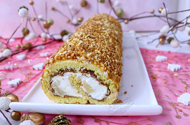 Recette de Bûche au Praliné, Noisettes et Chocolat Blanc