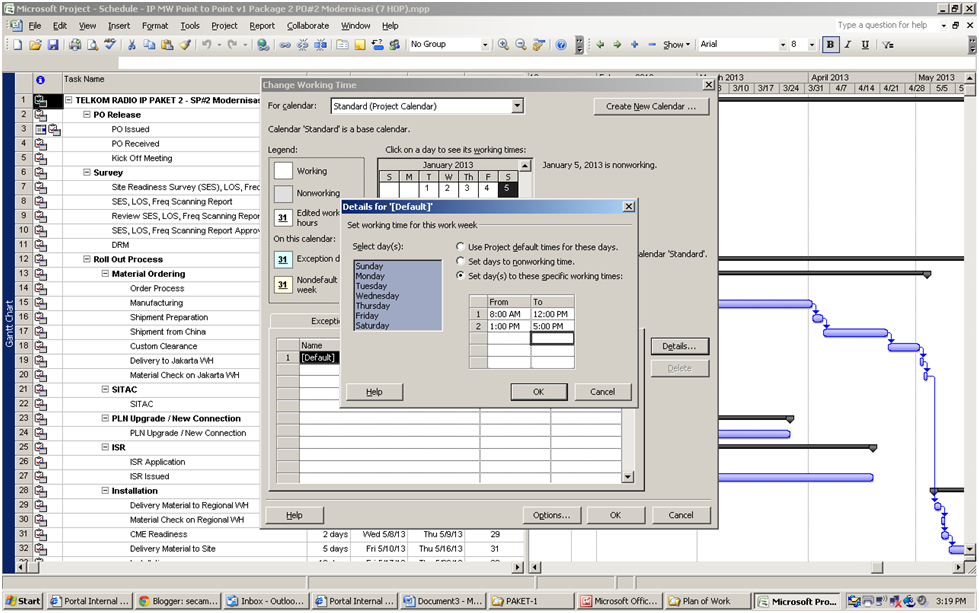 Berbagi Tip dan Pengalaman Pribadi Cara merubah Working Time Microsoft
