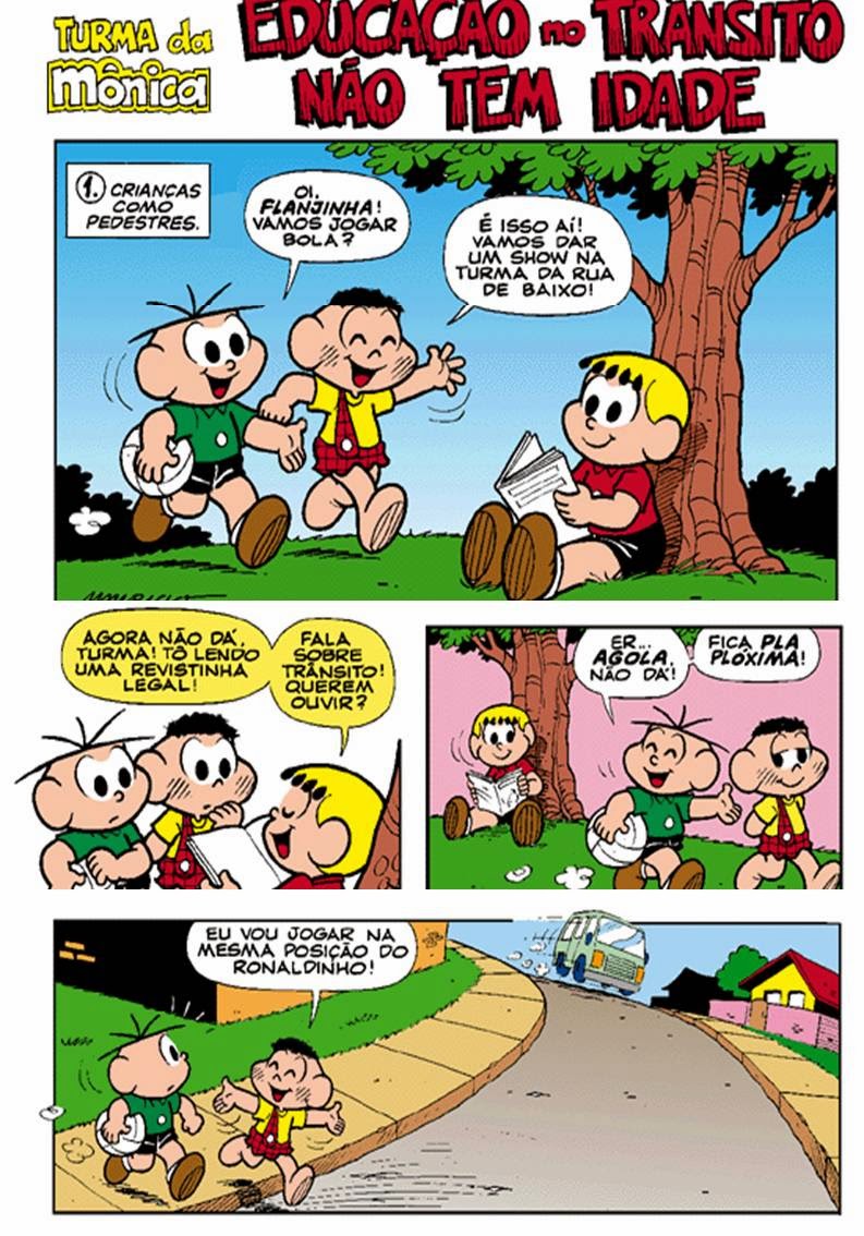 Gibi Turma da Mônica sobre trânsito! ESPAÇO EDUCAR