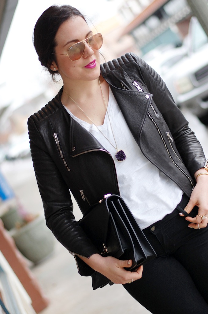 H&M Icons leather jacket Vancouver fashion blogger Aleesha Harris