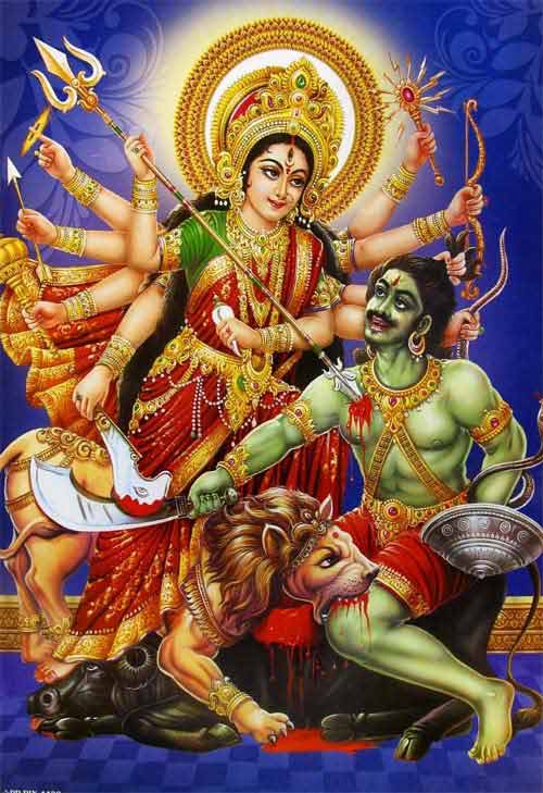 Durga slaying Mahishasura