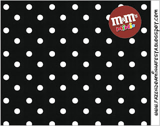 Etiqueta M&M para Imprimir Gratis de Negro con Lunares Blancos. 
