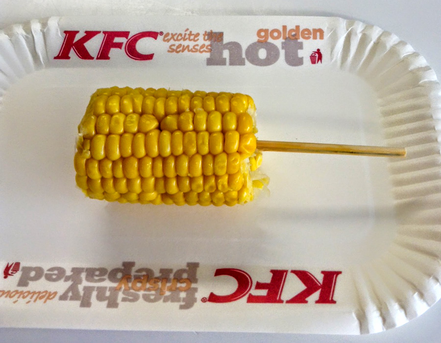 KFC Sweetcorn on a plate.