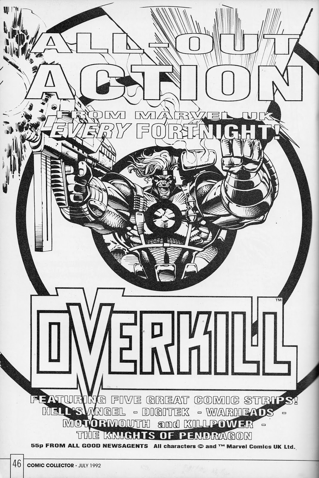 STARLOGGED GEEK MEDIA AGAIN 1992 OVERKILL ADVERT (Marvel UK)