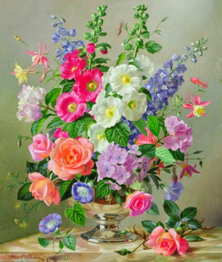 Agente de mudanzas occidental cojo Cuadros, pinturas, arte: Bodegón de Hermosas Flores Pintadas
