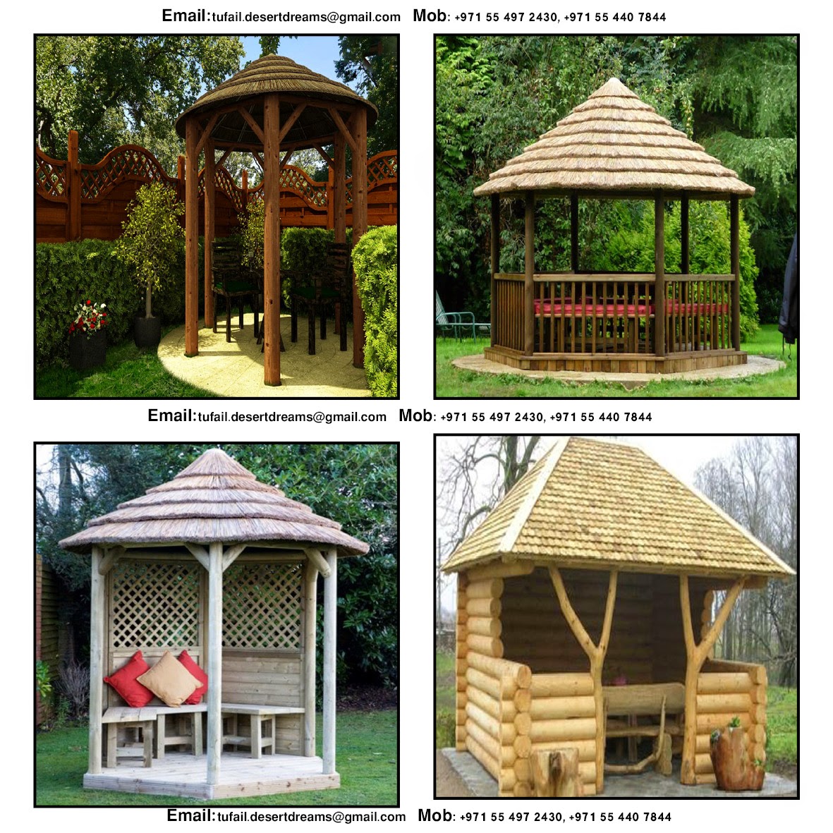 Wooden Roof & Thatched Roof Gazebo CANVAS ROOF GAZEBO GRASS ROOF