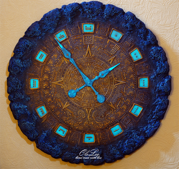 oleloo, ручная работа, большие настенные часы, башенный механизм, календарь майя