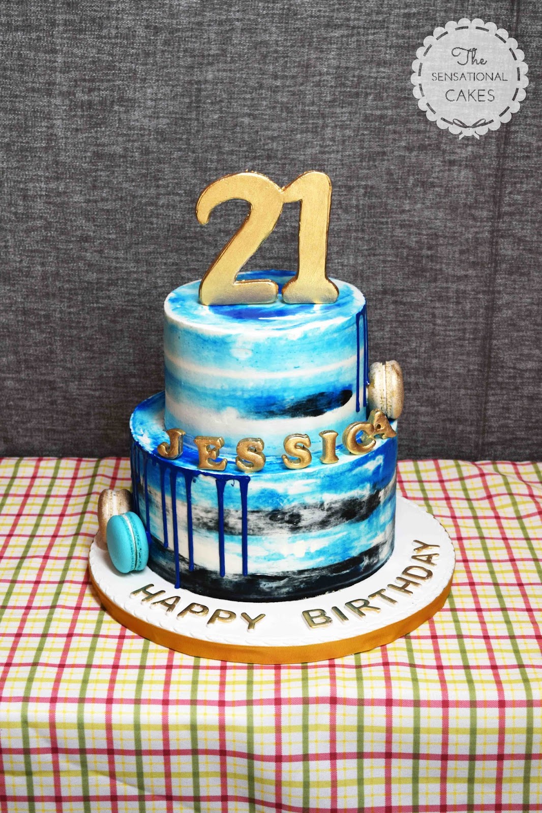The Sensational Cakes Blue Watercolor Drip Cake Singapore