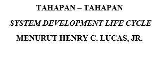 TAHAPAN – TAHAPAN  SYSTEM DEVELOPMENT LIFE CYCLE (SDLC) - HENRY C. LUCAS, JR