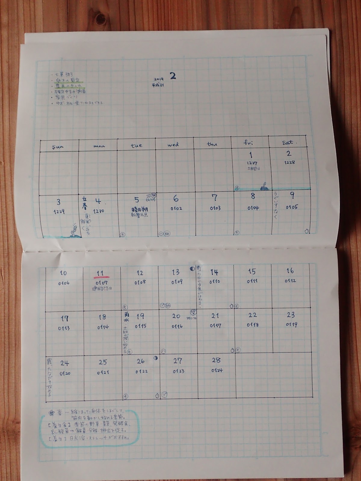 相方手づくりのカレンダーと今年で3年目のlunaworks 和暦日々是好日 旧暦手帳 について 珍妙雑記帖