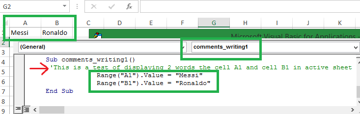 How to write Excel VBA Comments?