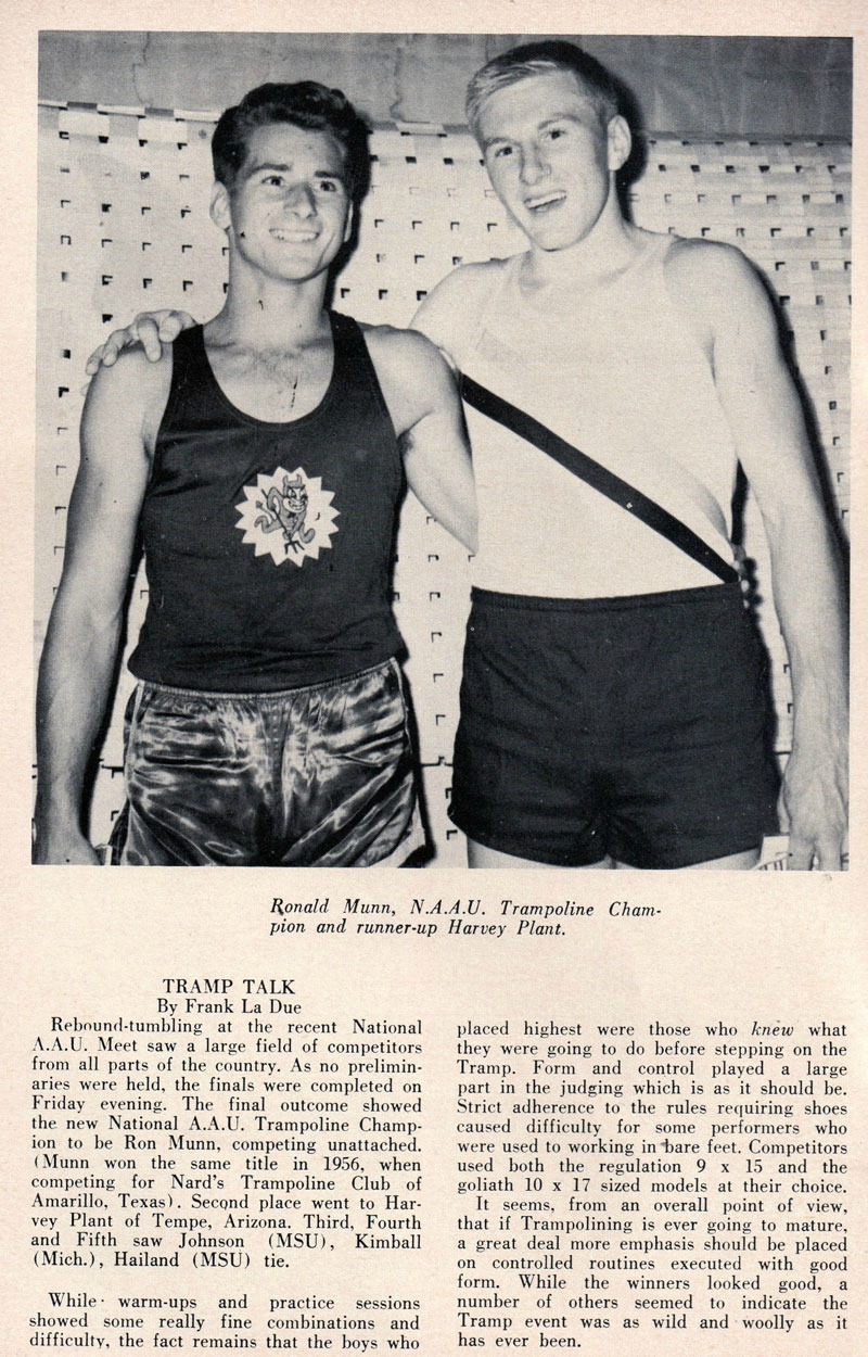 Trampoline History Blog 1959 National A.A.U. Trampoline Championships, Amherst, MA