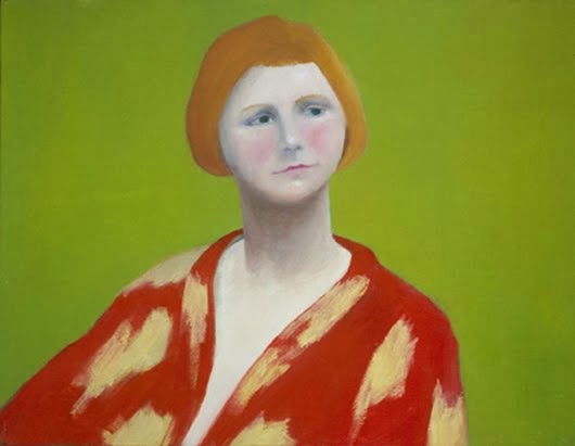 Portrait in Red on Green - by Laura Duggan