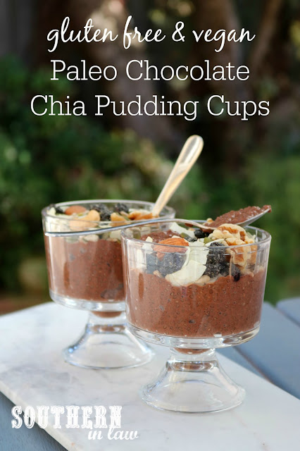 Easy Overnight Paleo Chocolate Chia Pudding Cups Recipe - gluten free, vegan, paleo, grain free, sugar free, nut free, low fat, clean eating recipes