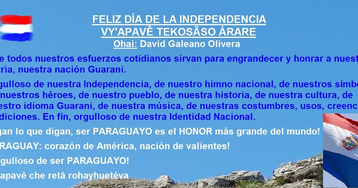lenguaguarani DÍA DE LA INDEPENDENCIA DEL PARAGUAY 14 DE MAYO
