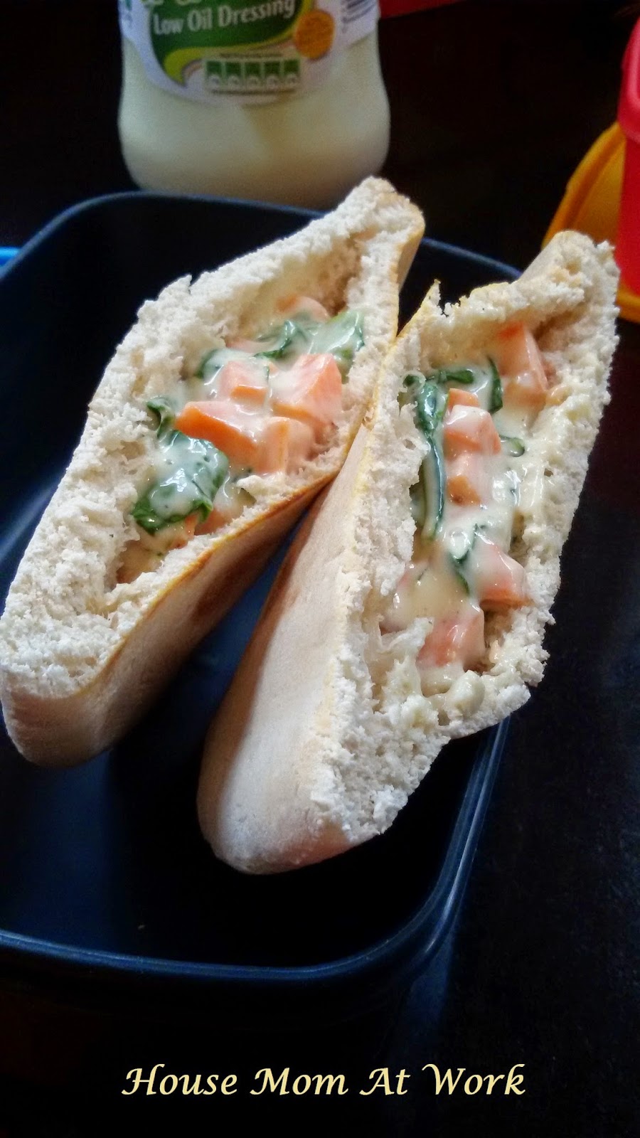 House Mom At Work: Pita Bread Sandwich with Vegetables and Mayonnaise