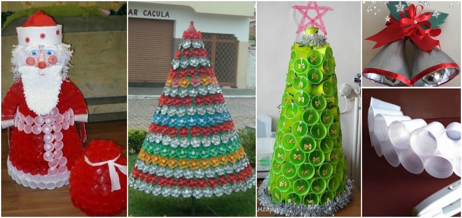 lluvia secuencia Compañero Haz lindos adornos navideños con botellas y vasos reciclados ~  cositasconmesh