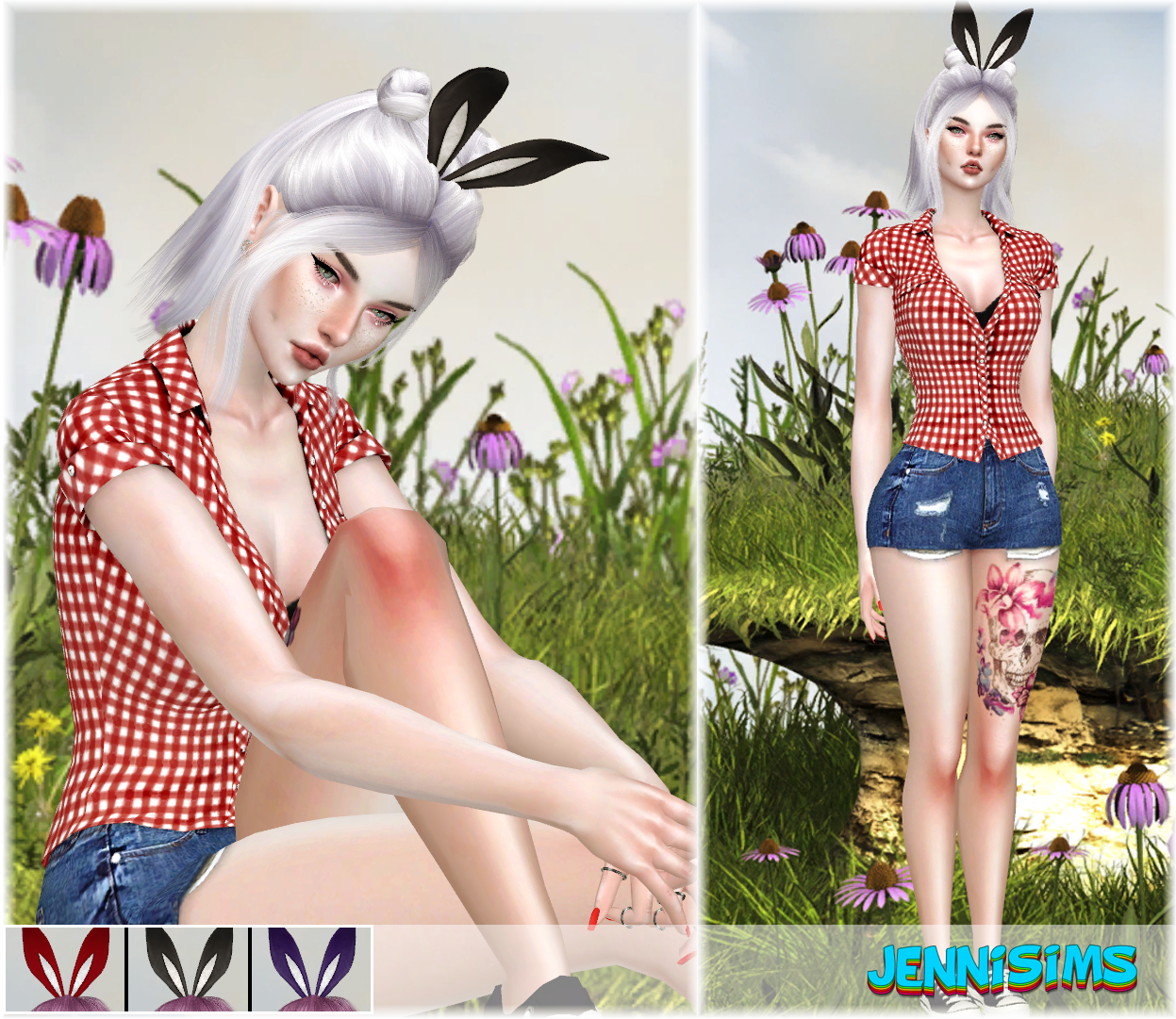 Downloads sims 4:Collection Headband Bunny Eggs (4 versions) JenniSims.
