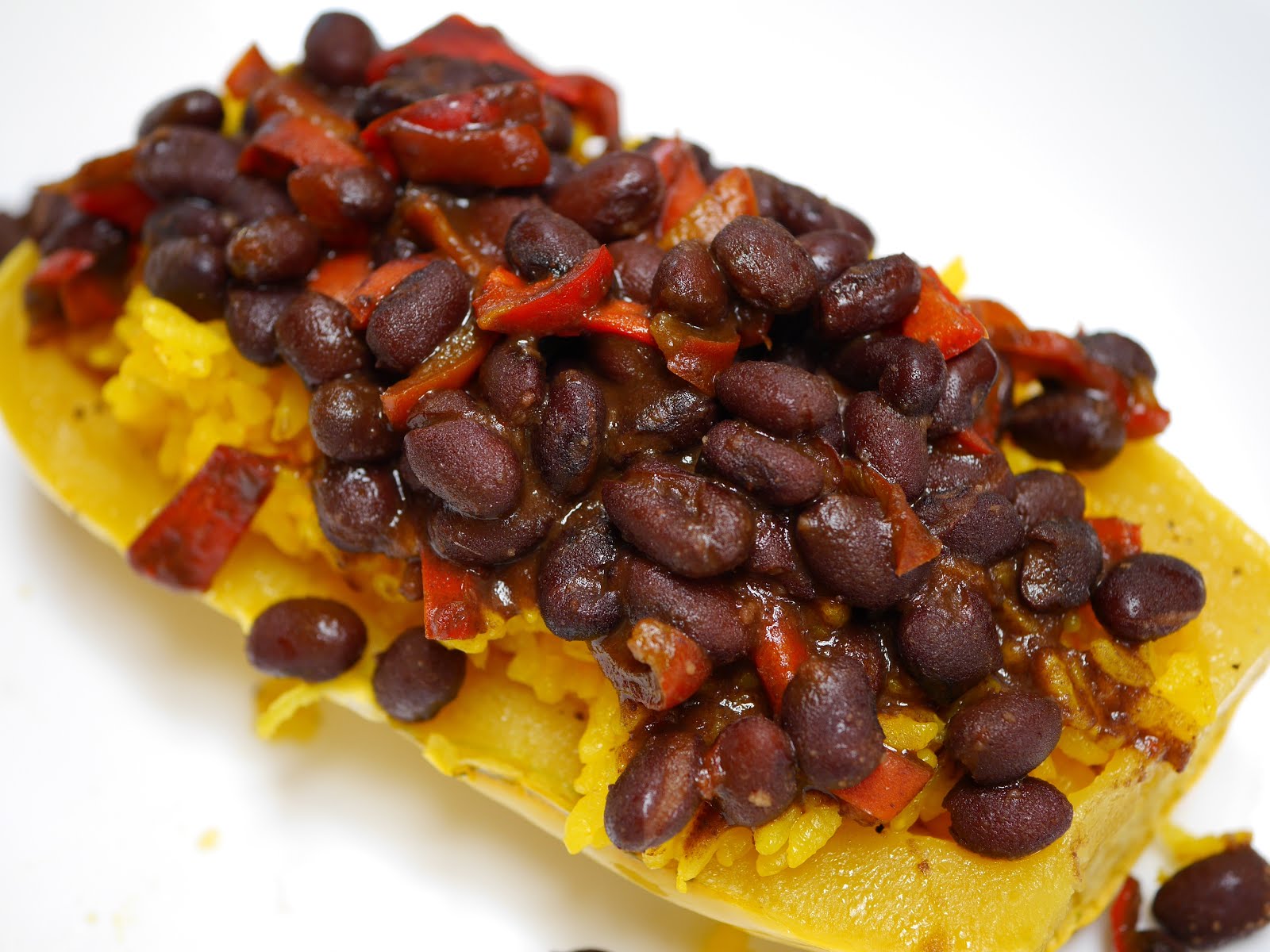 Foods For Long Life Delicata Squash Stuffed With Spicy Black Beans and