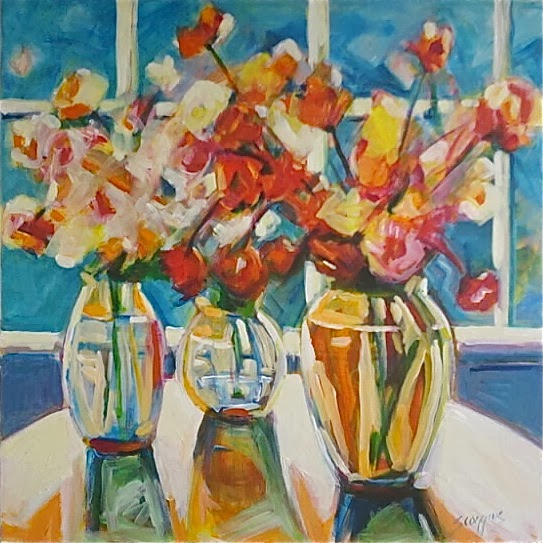 Daily Painters Abstract Gallery FLOWERS IN THE WINDOW original floral