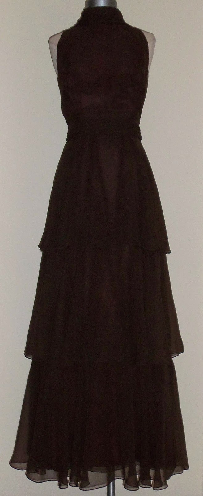 Thrifty Chic Shop Vintage Brown Tiered Gown by Saks Fifth Ave