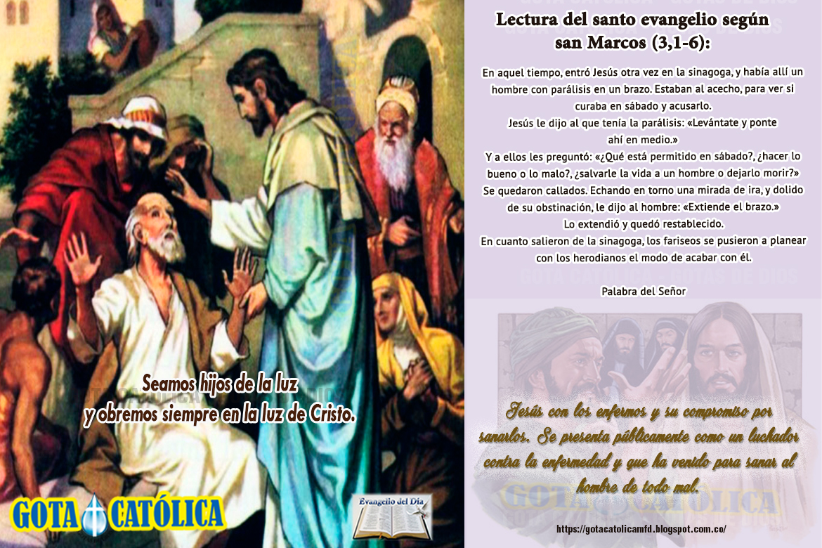 GOTA CatólicaGotas de Dios Lecturas del Miércoles de la 2ª semana del Tiempo Ordinario GOTA CatólicaGotas de Dios Lecturas del Miércoles de la 2ª semana del Tiempo Ordinario