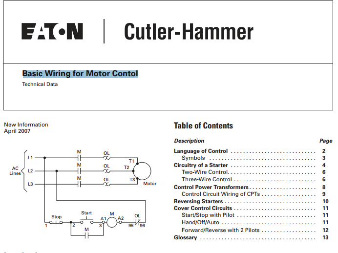 Electrical Control Circuits Basic Wiring for Motor Control