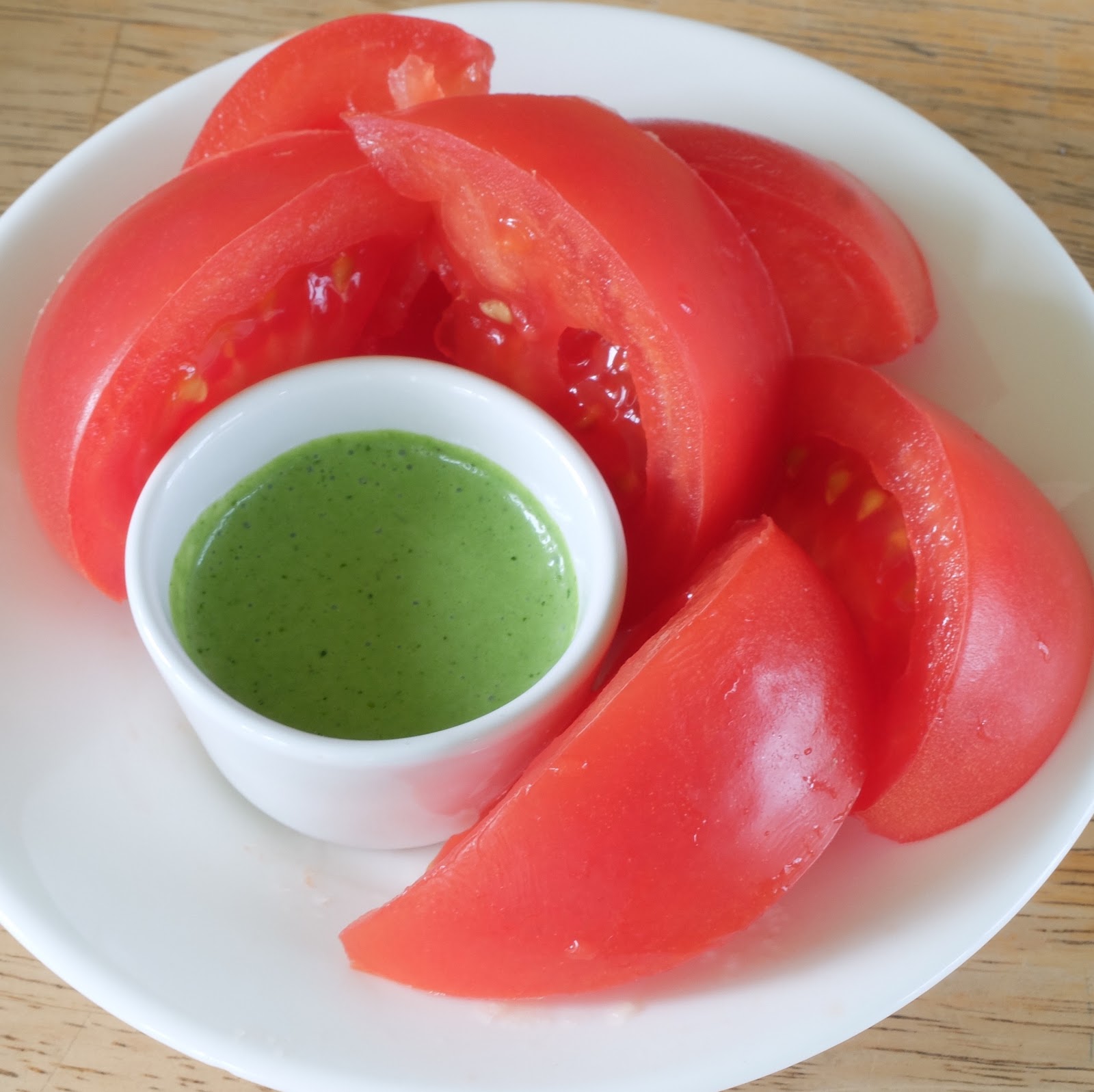  Green Goddess dressing with ripe tomatoes