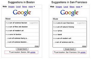Google.com search suggestions based on location for Android and iPhone