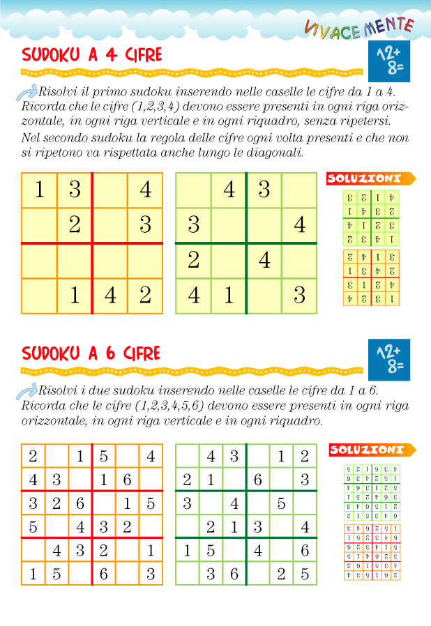 VIVACEMENTE il giornalino del cuore e della mente: Sudoku per bambini della  scuola primaria