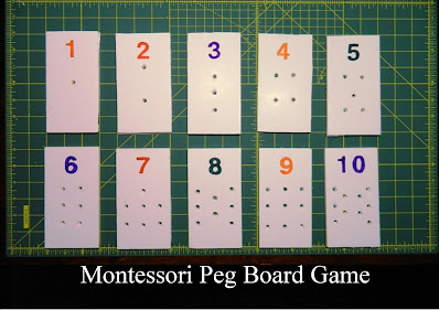 DIY Peg Board Game: 10 number cards with corresponding "peg holes"