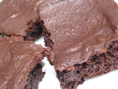 Cocoa Brownies with Peanut Butter Chocolate Icing
