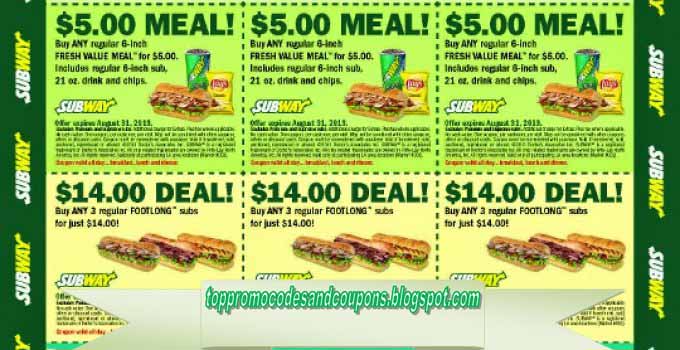 Free Promo Codes and Coupons 2023: Subway Coupons
