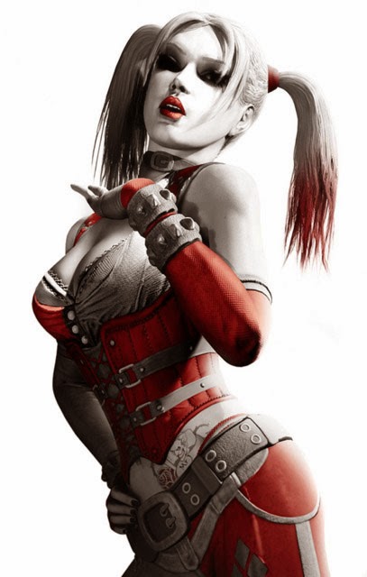Harley Quinn artwork red black and white
