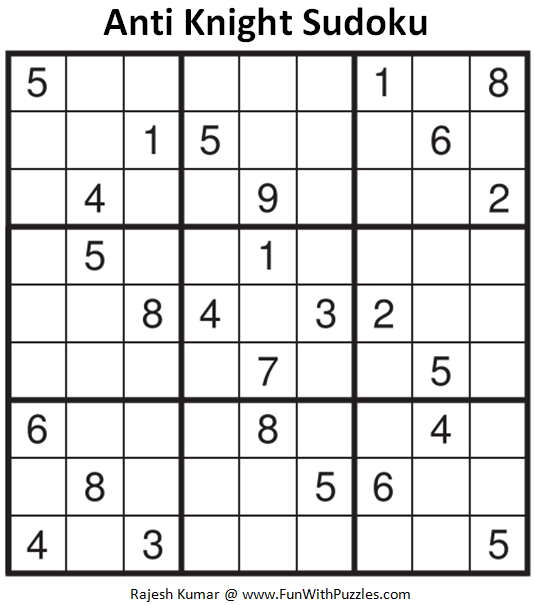 Anti Knight Sudoku Puzzle (Fun With Sudoku #328)