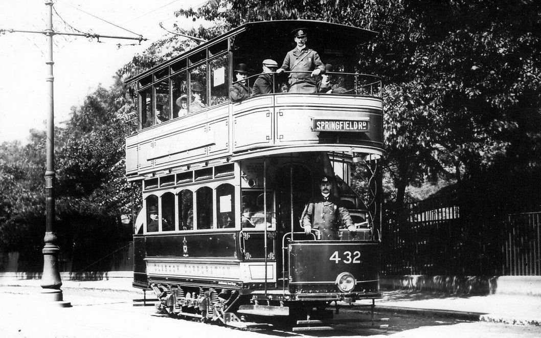 Tour Scotland Old Photograph Tram Springfield Road Glasgow Scotland