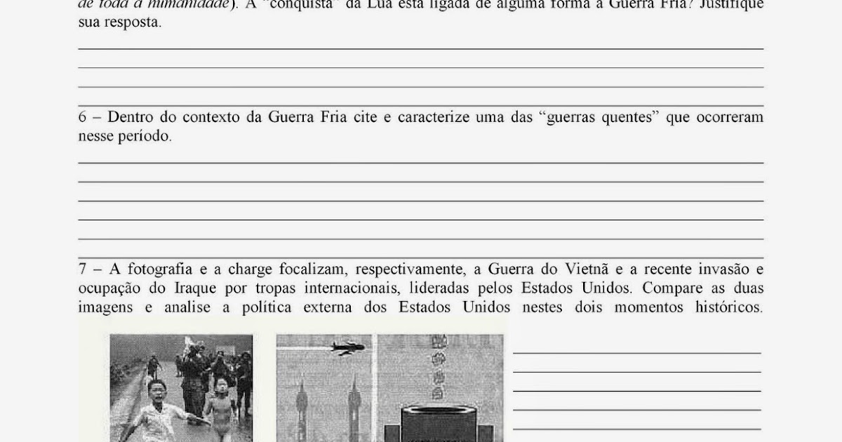 Educa X Prova de história 9 ano Guerra Fria Educa X Prova de história 9 ano Guerra Fria